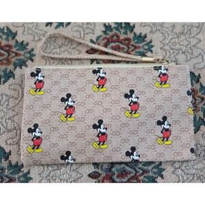 Buy 1, GET 1 Free Mickey Mouse/Beige-Designer-Inspired Monogram Wristlet